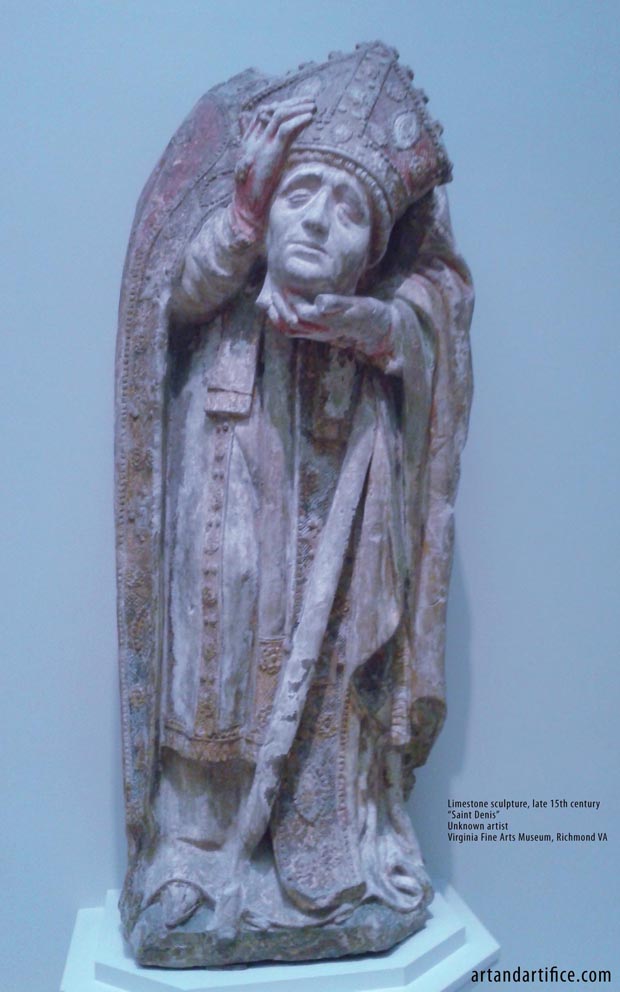 Saint Denis Limestone Sculpture - headless 15th century 2