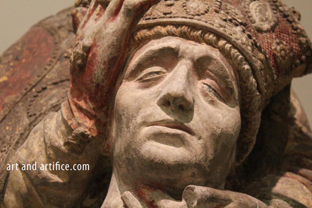 Detail photo of Saint Denis Limestone Sculpture, 15th Century 