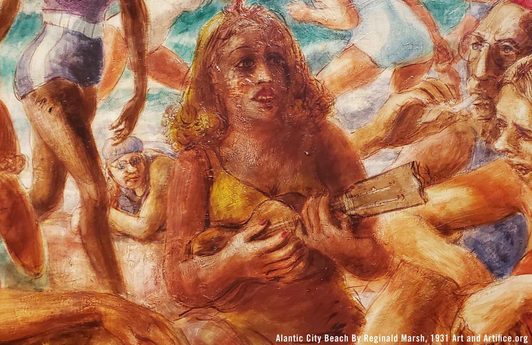 Detail area - Atlantic City Beach, 1931, art by Reginald Marsh